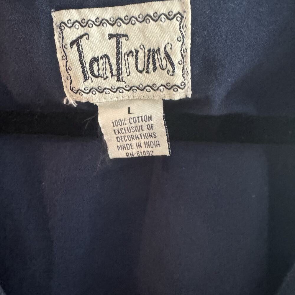 Vintage 90s Tantrums Embroidered Fall Vest Womens Large Navy Cottagecore Boho - Picture 6 of 6